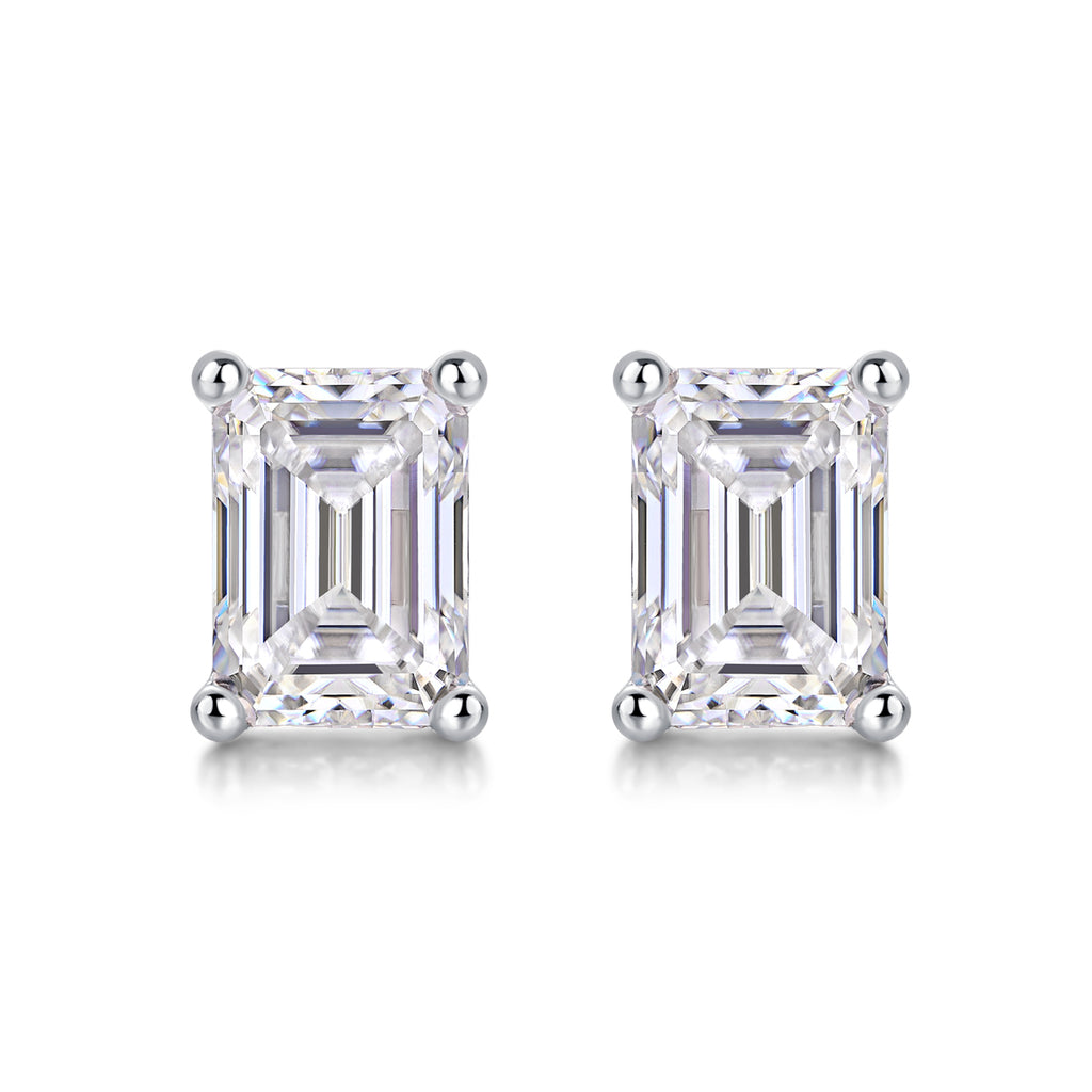 Emerald Cut Moissanite Stud Earrings – Classic Sparkle