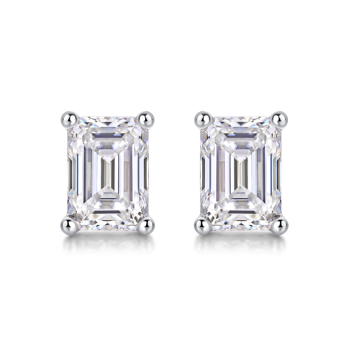 Emerald Cut Moissanite Stud Earrings – Classic Sparkle