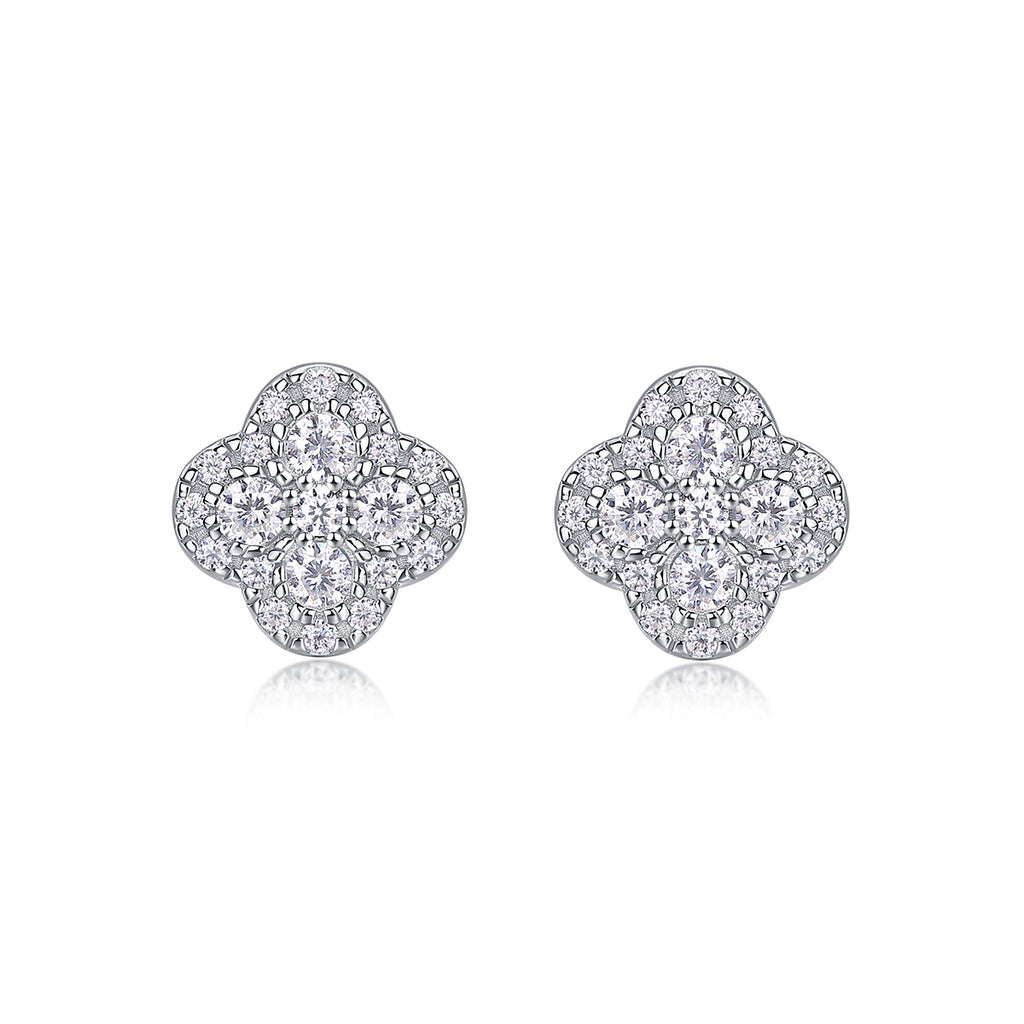 Lucky Clover Moissanite Stud Earrings