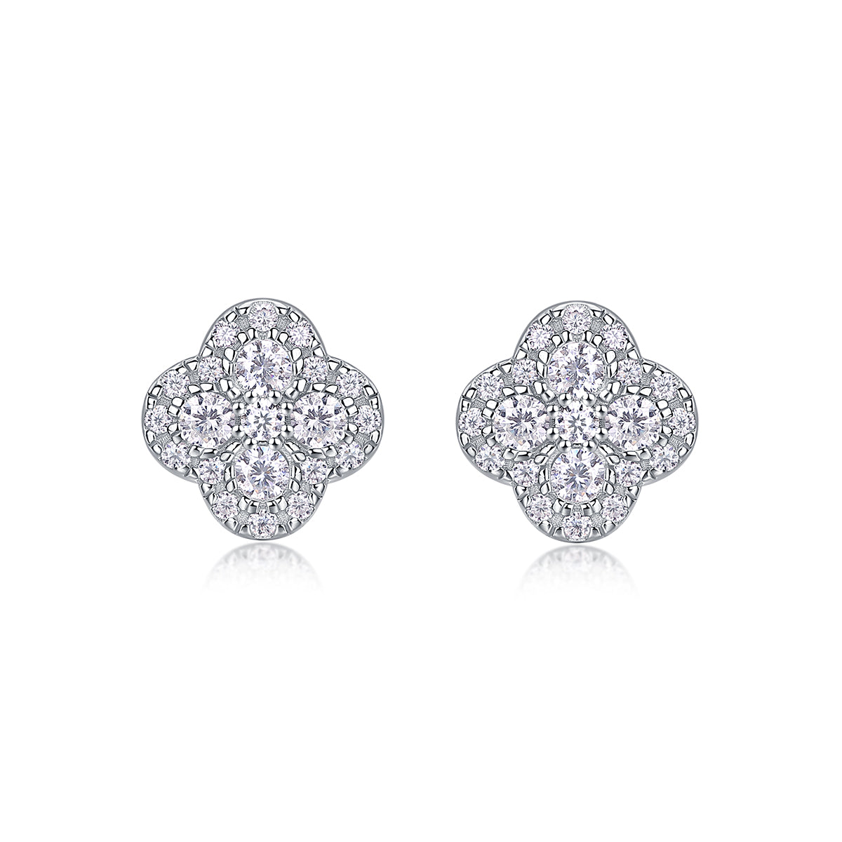 Lucky Clover Moissanite Stud Earrings