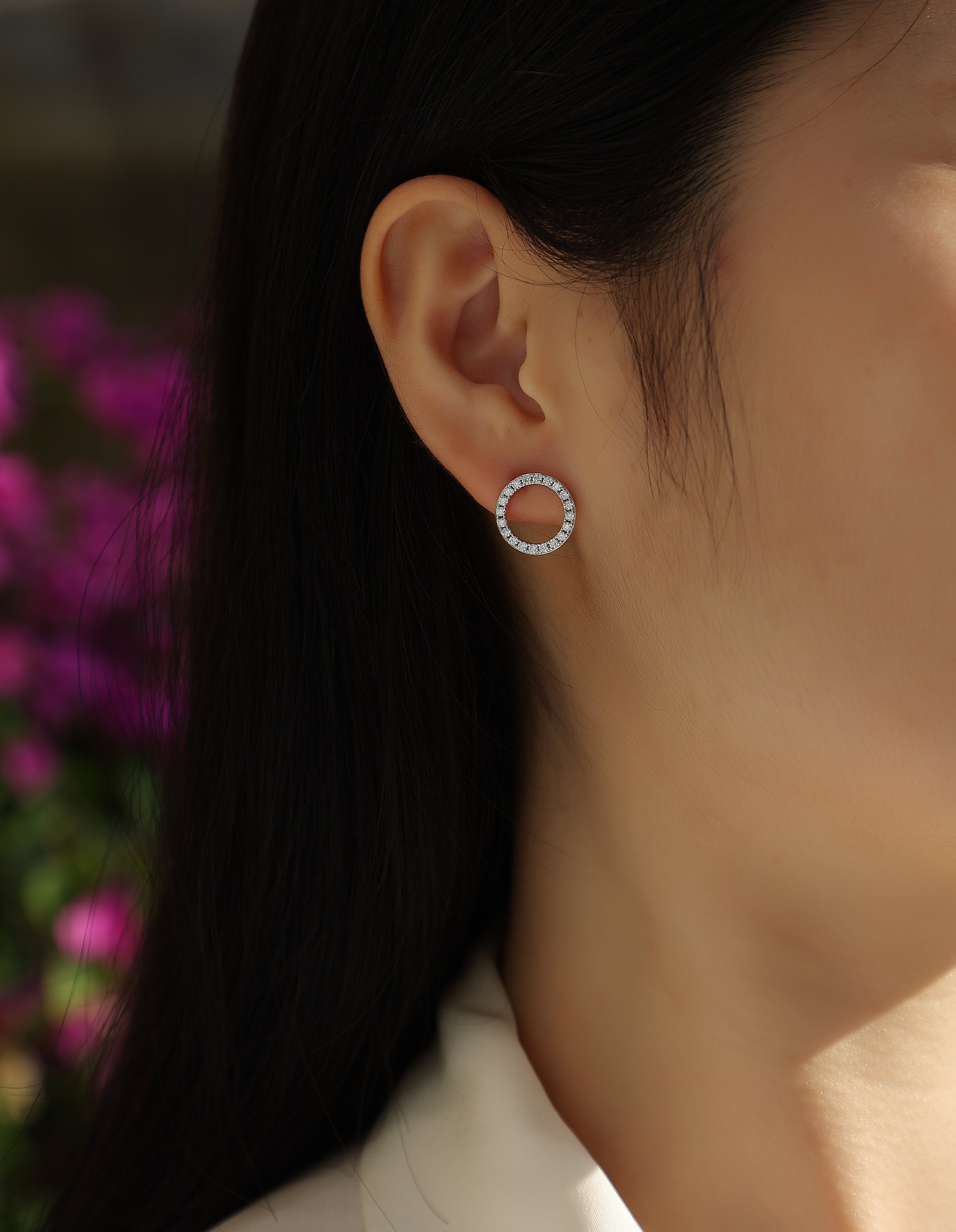 Radiant Circle Moissanite Stud Earrings