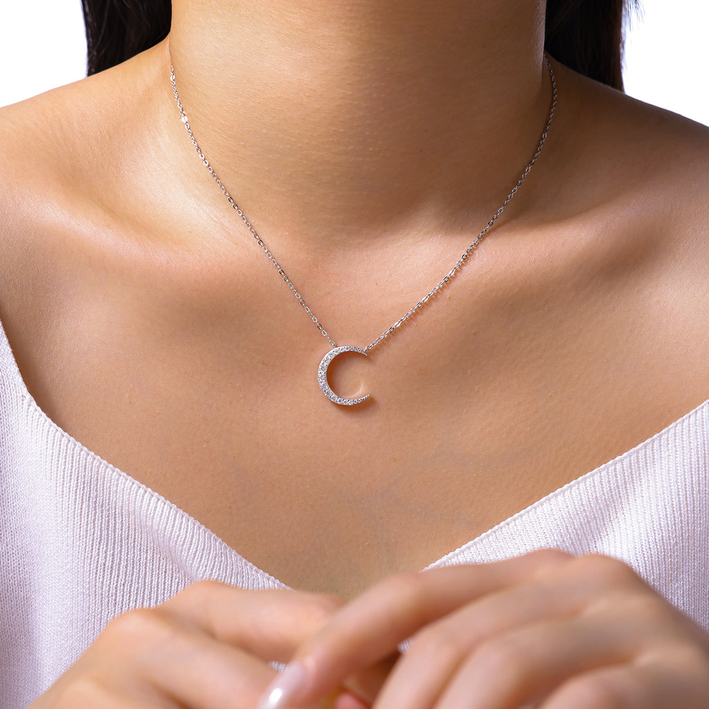 Celestial Crescent Moissanite Necklace