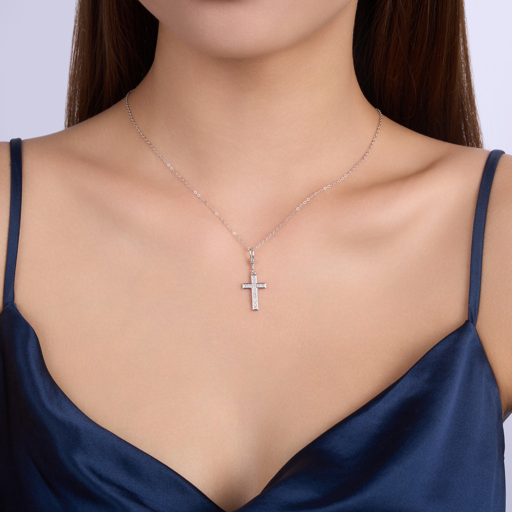 Faith Cross Moissanite Necklace