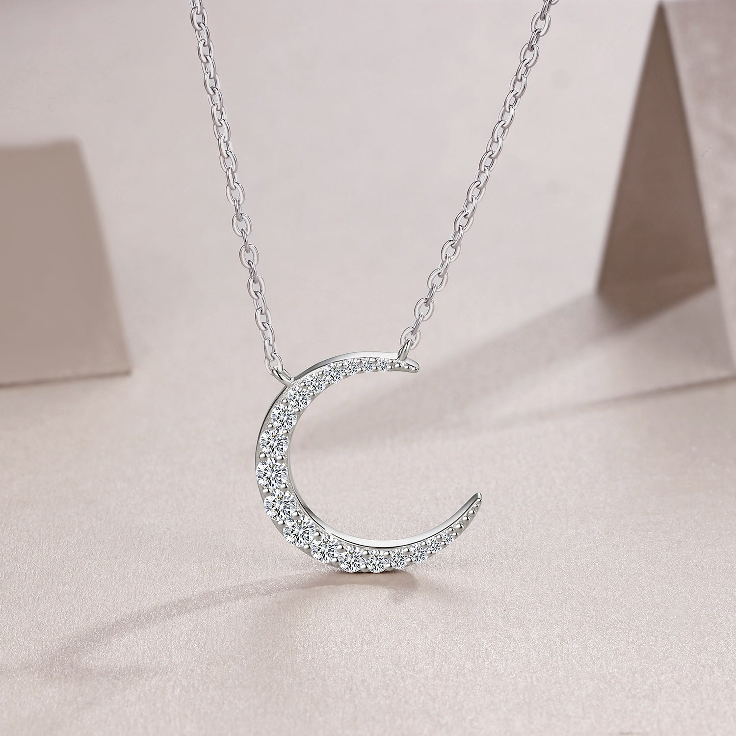 Celestial Crescent Moissanite Necklace