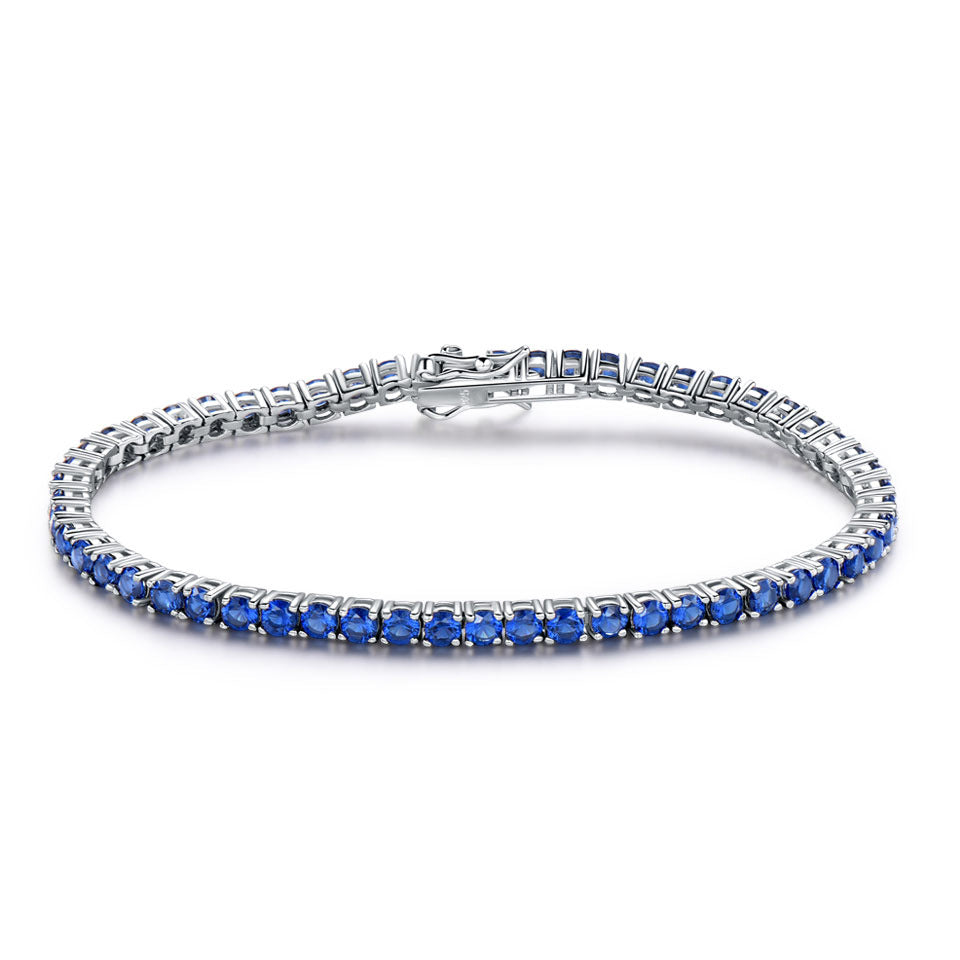 Blue Sapphire Tennis Bracelet in 925 Sterling Silver