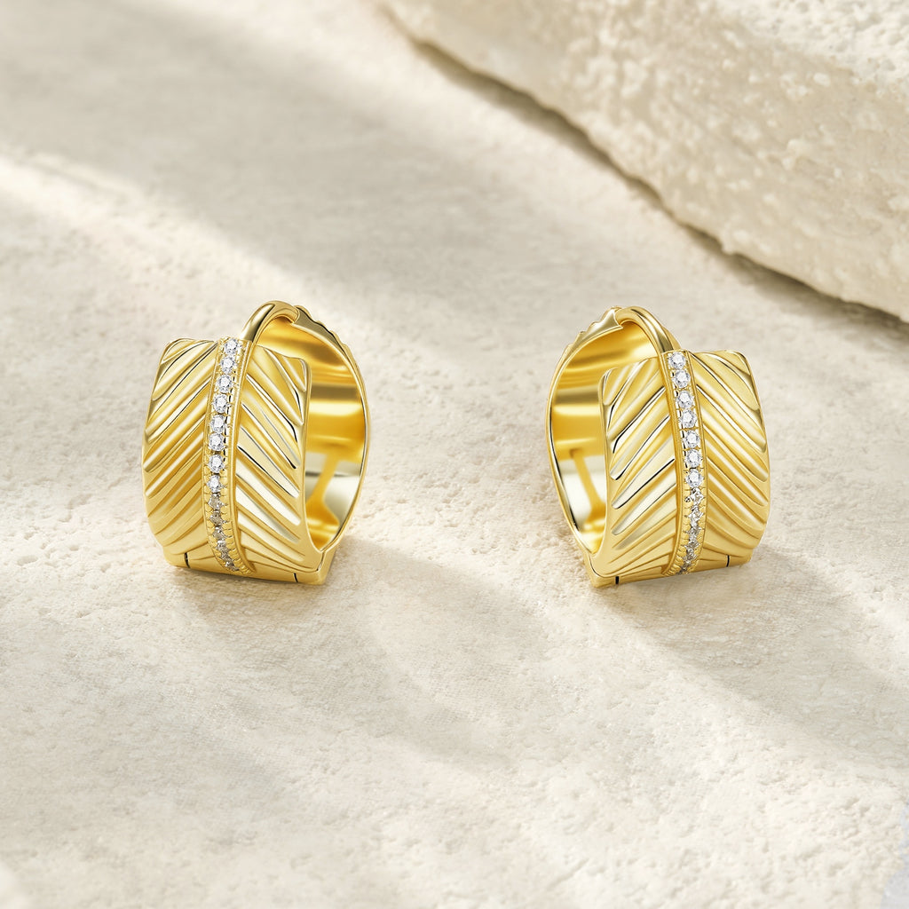 Golden Wave Moissanite Hoop Earrings
