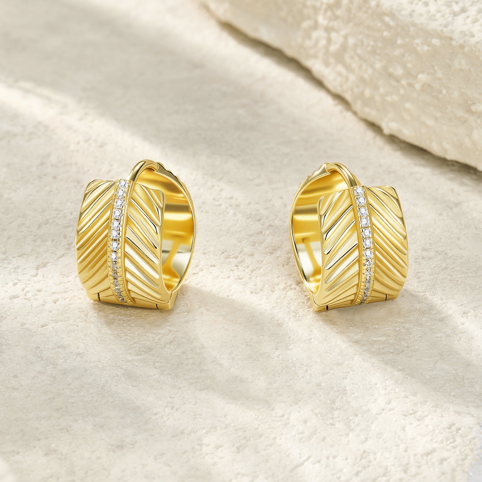 Golden Wave Moissanite Hoop Earrings