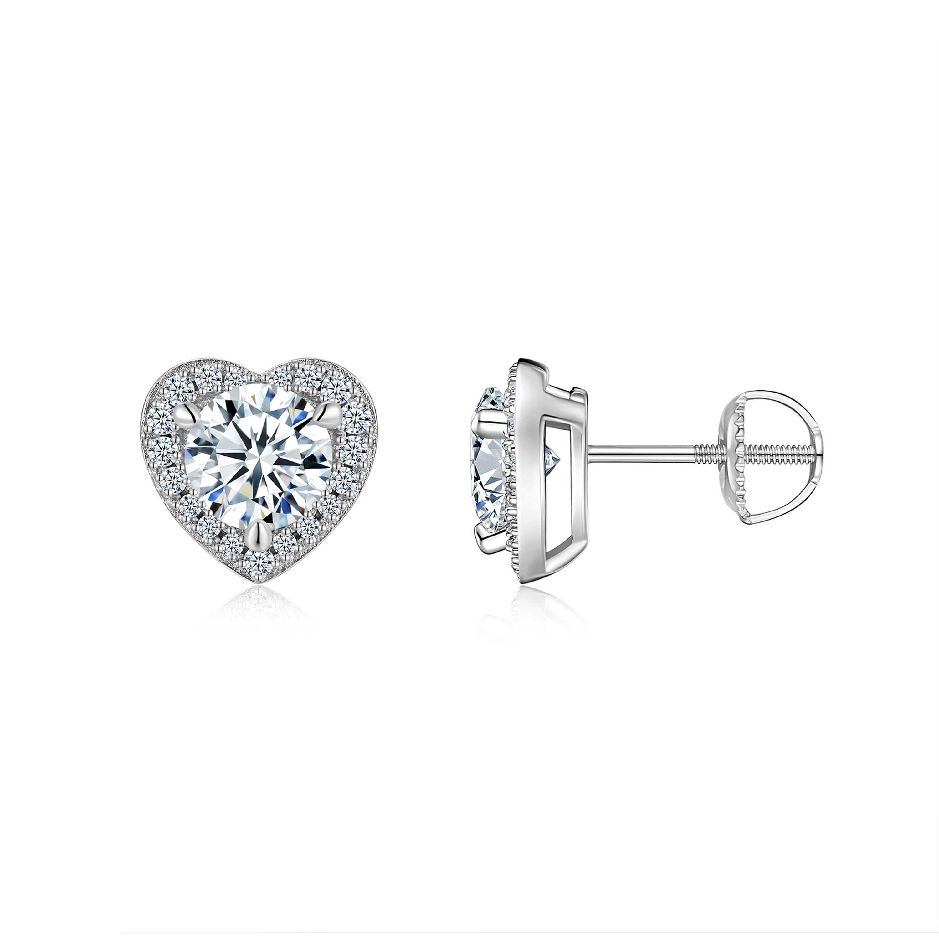 Heart Radiance Moissanite Stud Earrings