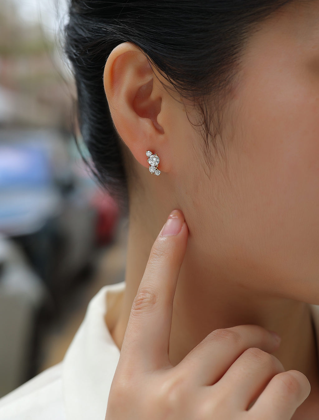 Golden Cascade Stud Earrings